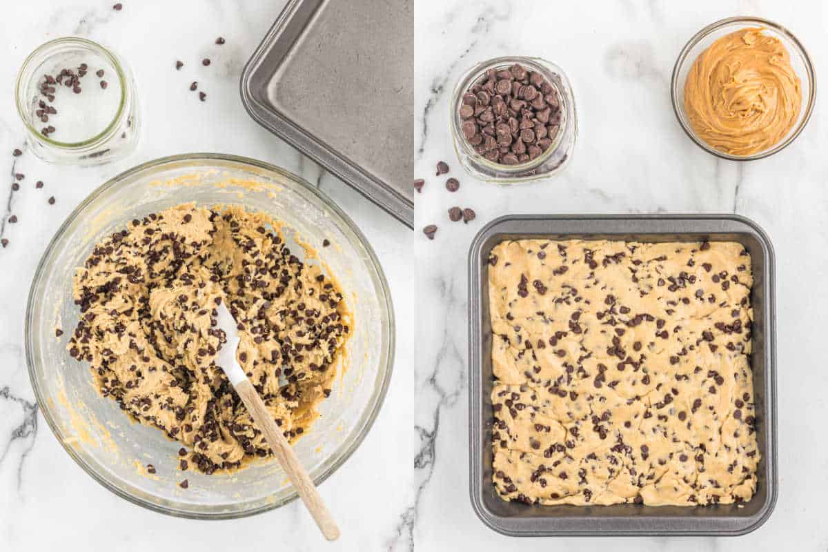 Step by step photo showing how to make peanut butter cookie dough.