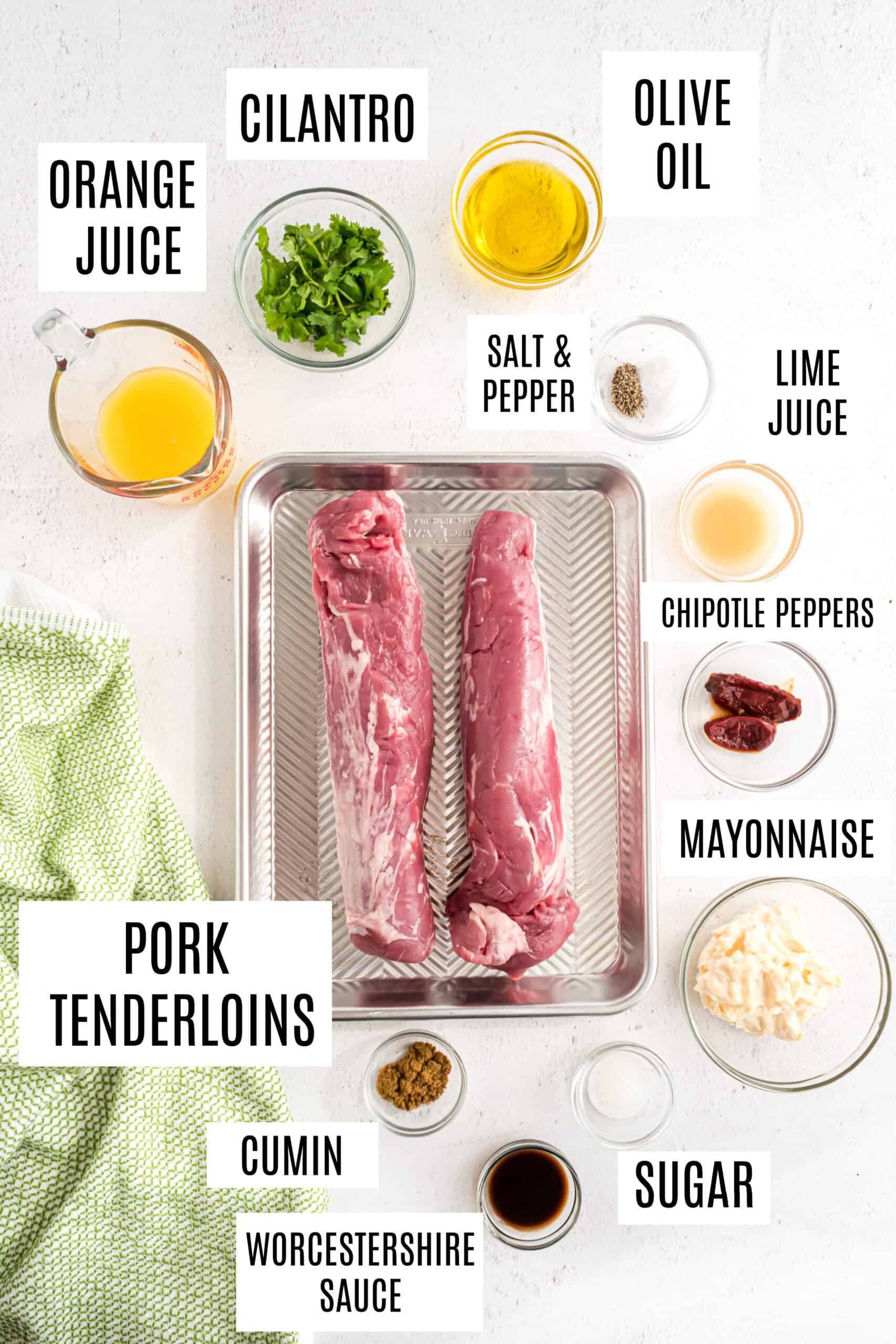 Ingredients needed to make chipotle pork tenderloin.