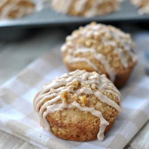 Cinnamon Glazed Banana Streusel Muffins