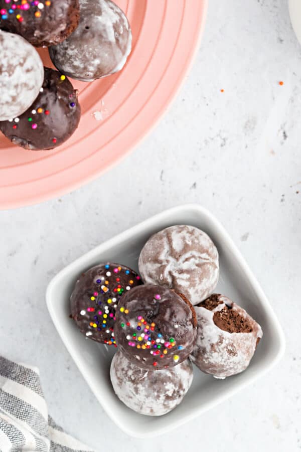 Chocolate Glazed Donut Holes - Shugary Sweets
