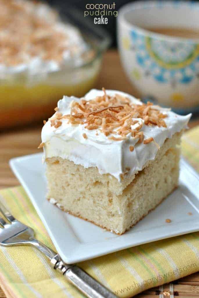 Coconut Pudding Poke Cake...easy and delicious. EVERYONE LOVES this cake!