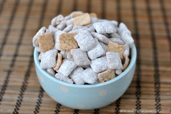 Snickerdoodle Muddy Buddies. These are so good you won't be able to stop snacking!!