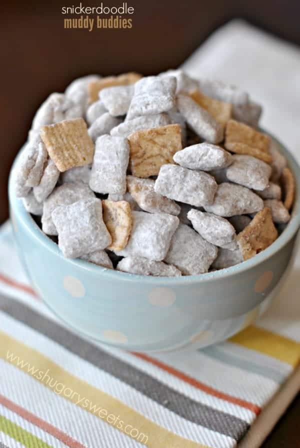 Snickerdoodle Muddy Buddies. These are so good you won't be able to stop snacking!!