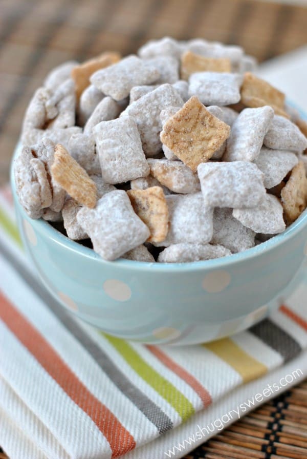 Snickerdoodle Muddy Buddies. These are so good you won't be able to stop snacking!!