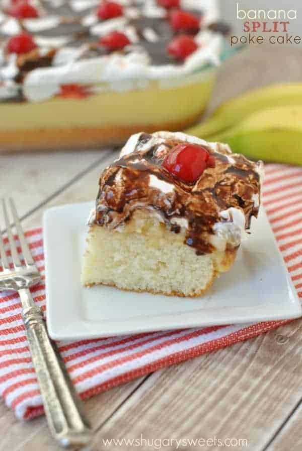 Banana Split Poke Cake: delicious summer treat for your next bbq!