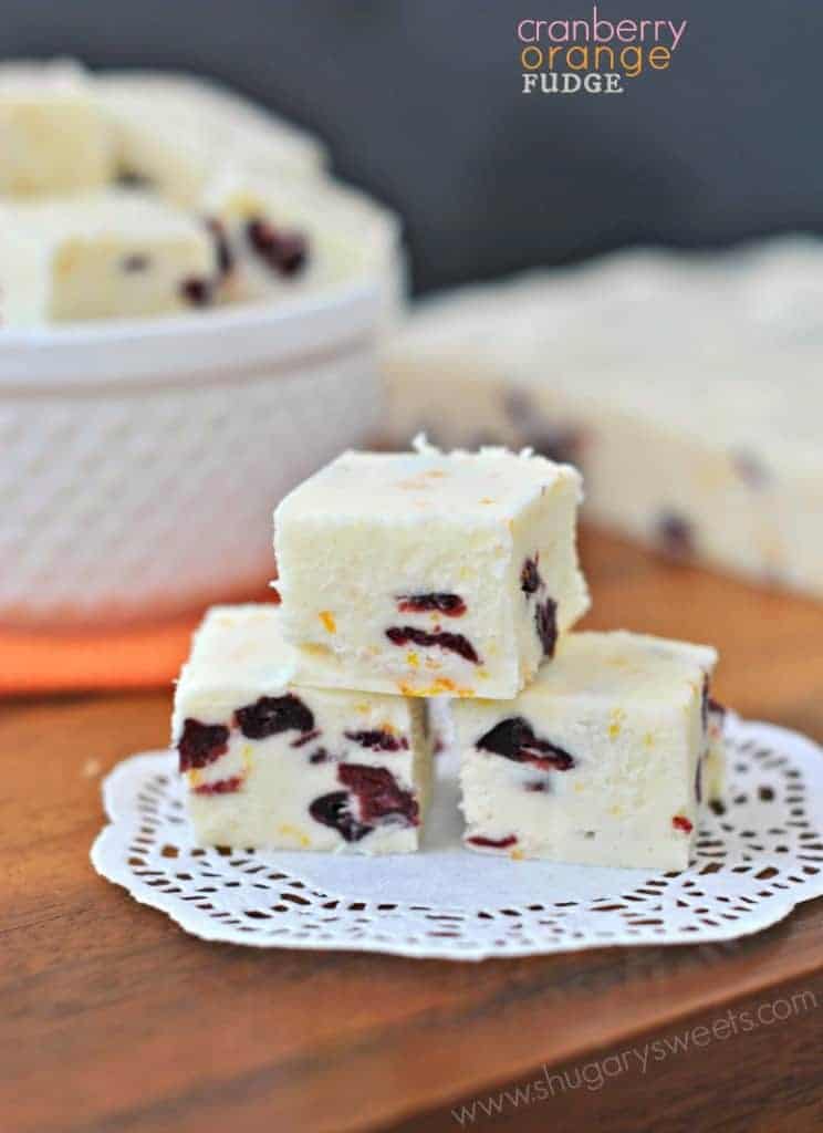 Cranberry Orange Fudge: sweet soft orange zest fudge with dried cranberries. Delish any time of year!