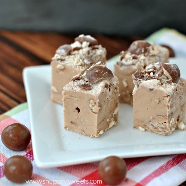 Malt Ball Fudge: easy delicious fudge recipe with WHOPPERS and Ovaltine! Year round treat!