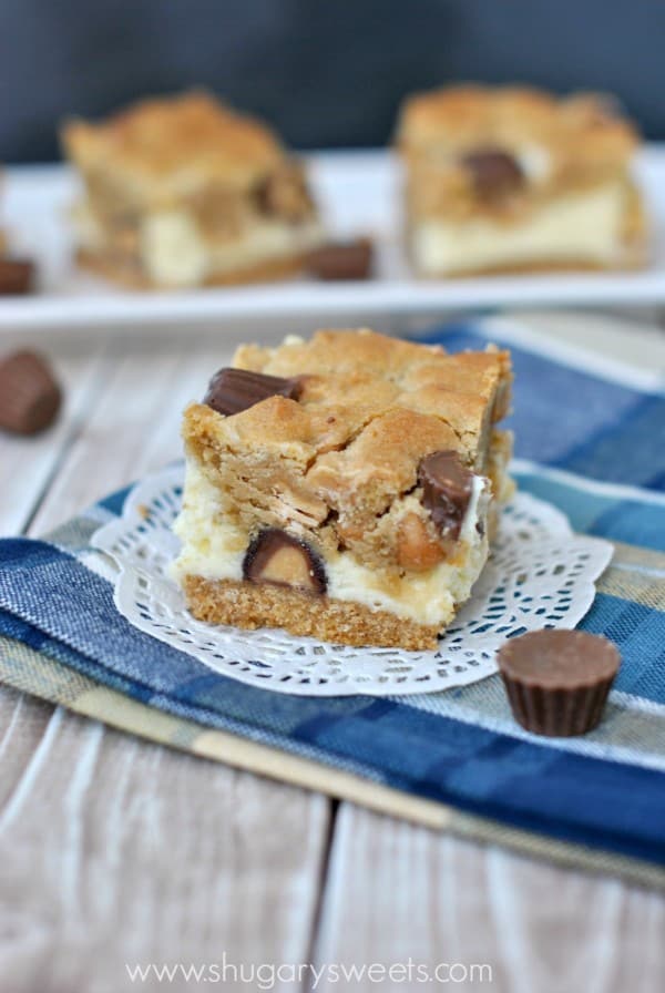 Peanut Butter Cheesecake Bars are so creamy and perfect! This recipe will be a favorite, guaranteed!
