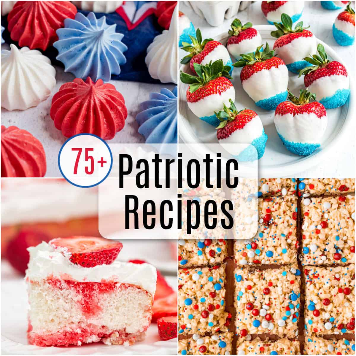 Four patriotic recipe photos for the fourth of July.