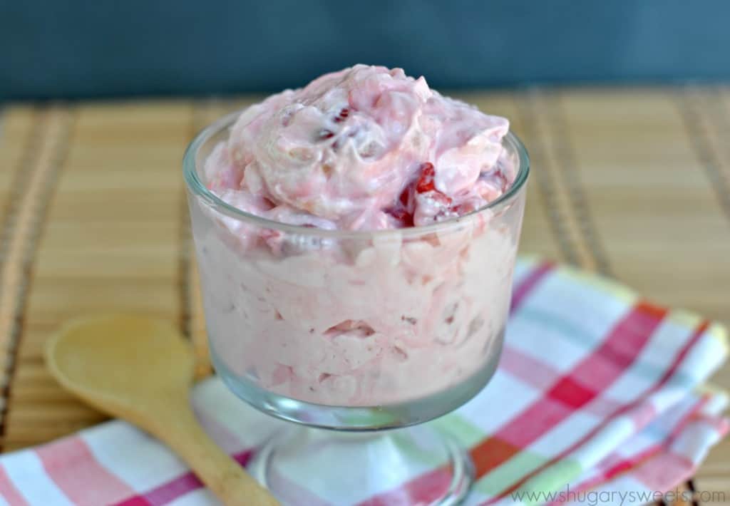 Cherry Dump Salad: combine 4 ingredients in one bowl, mix, refrigerate and enjoy. Perfect for potlucks and holidays!