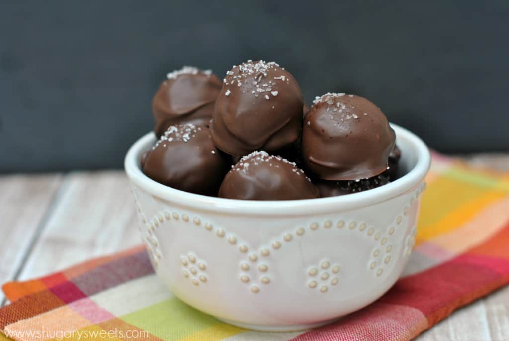 Salted Caramel Mocha Truffles: delicious soft centers that melt in your mouth! Rich, chocolate, mocha flavor!
