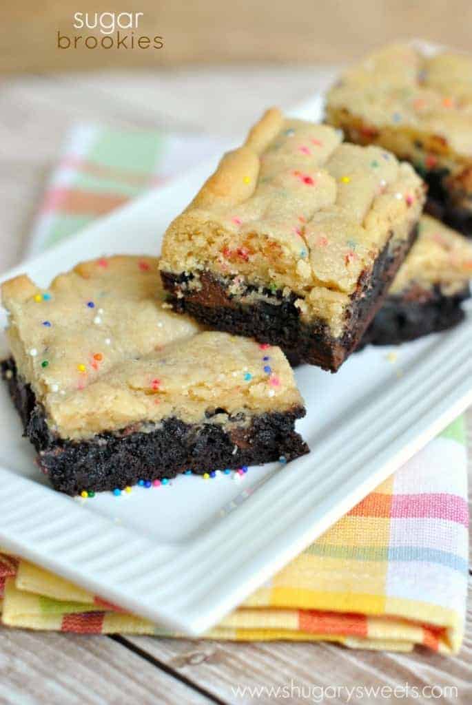 Sugar Brookies: a delicious combo of Sugar Cookies and Brownies. Don't forget sprinkles!