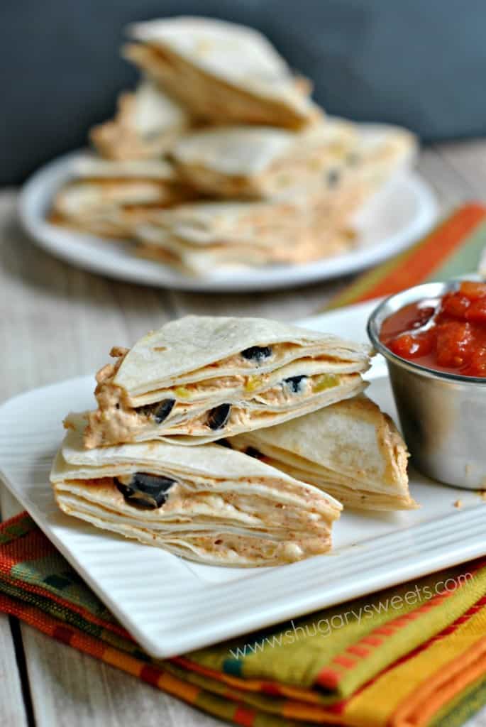 Easy Taco Tortilla Stacks recipe for a quick, delicious snack/appetizer! These go fast in our house!