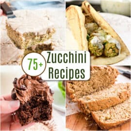Collage photo with zucchini recipes.