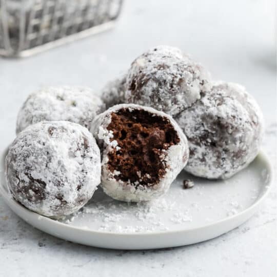 Chocolate Powdered Sugar Donut Holes - Shugary Sweets