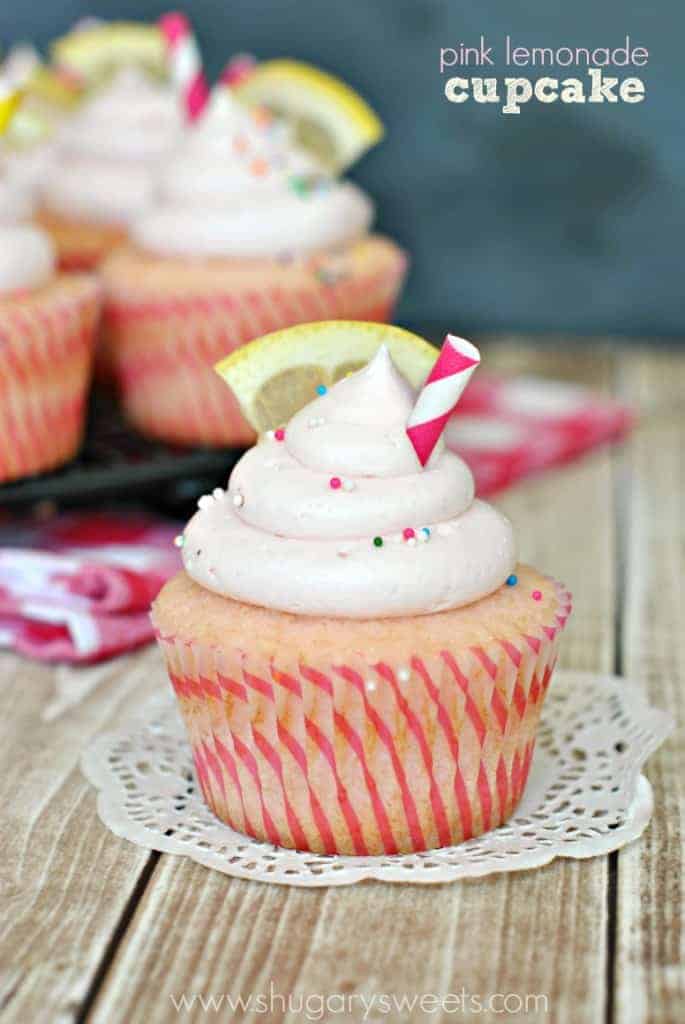 Pink Lemonade Cupcakes: fun, from scratch, cupcakes topped with a creamy Pink Lemonade frosting!