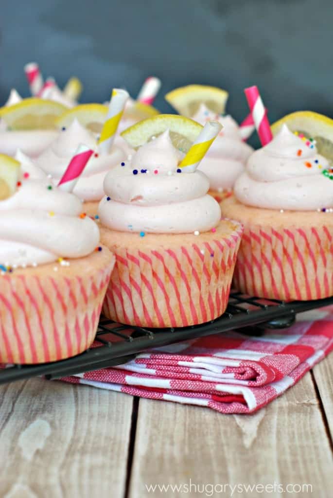 Pink Lemonade Cupcakes: fun, from scratch, cupcakes topped with a creamy Pink Lemonade frosting!