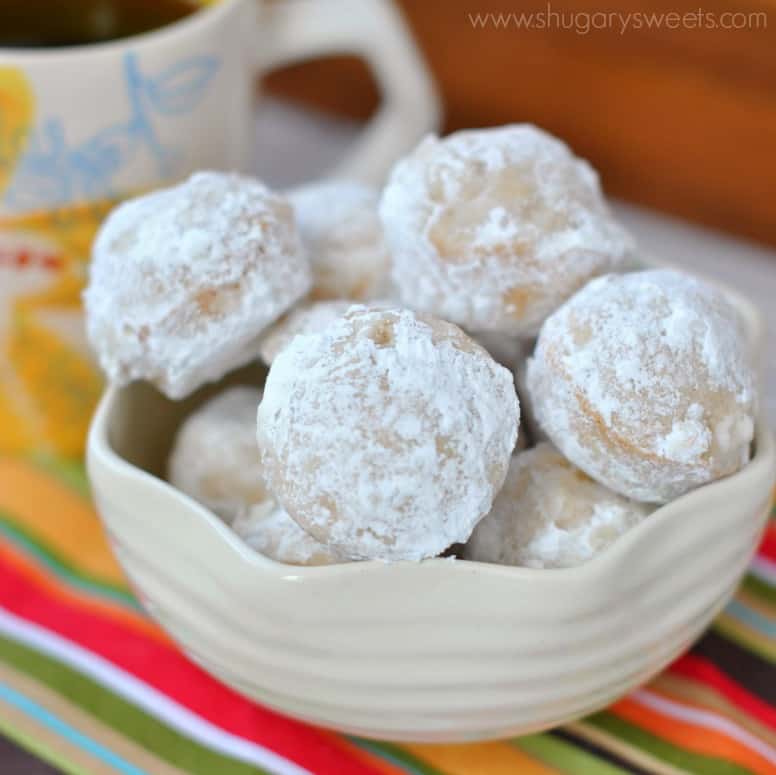 Powdered Sugar Donut Holes: baked, not fried, and super delicious. Easy enough for weekday breakfast!