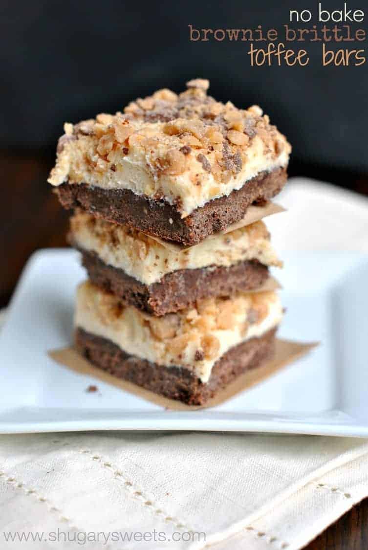 No Bake Brownie Brittle Toffee Bars Shugary Sweets