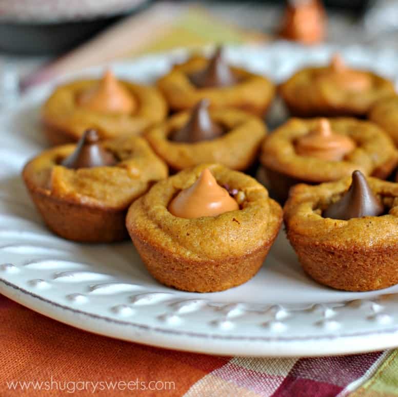 Pumpkin Blossoms: a fall treat based off your favorite pb blossom cookie. Add a hershey kiss in any flavor!