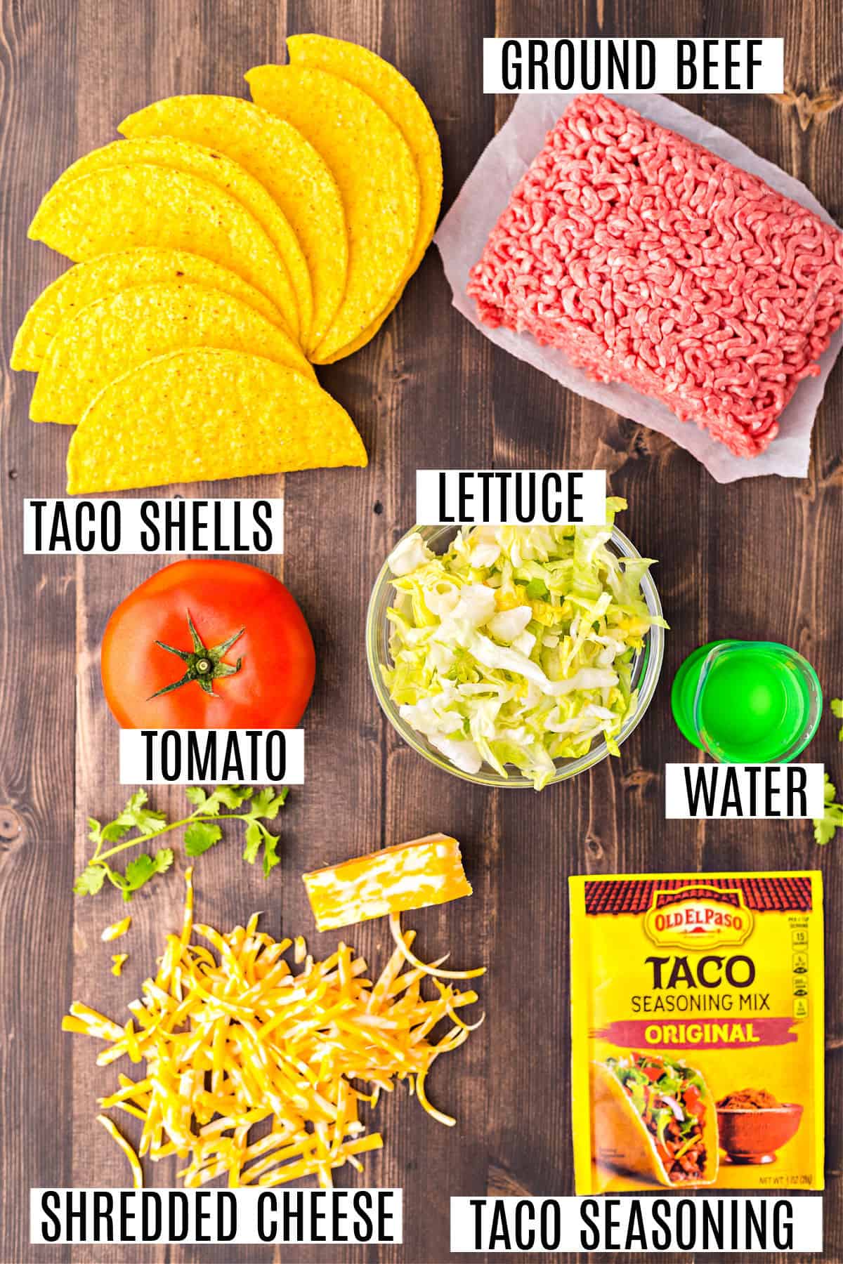 Ingredients needed for baked taco recipe.