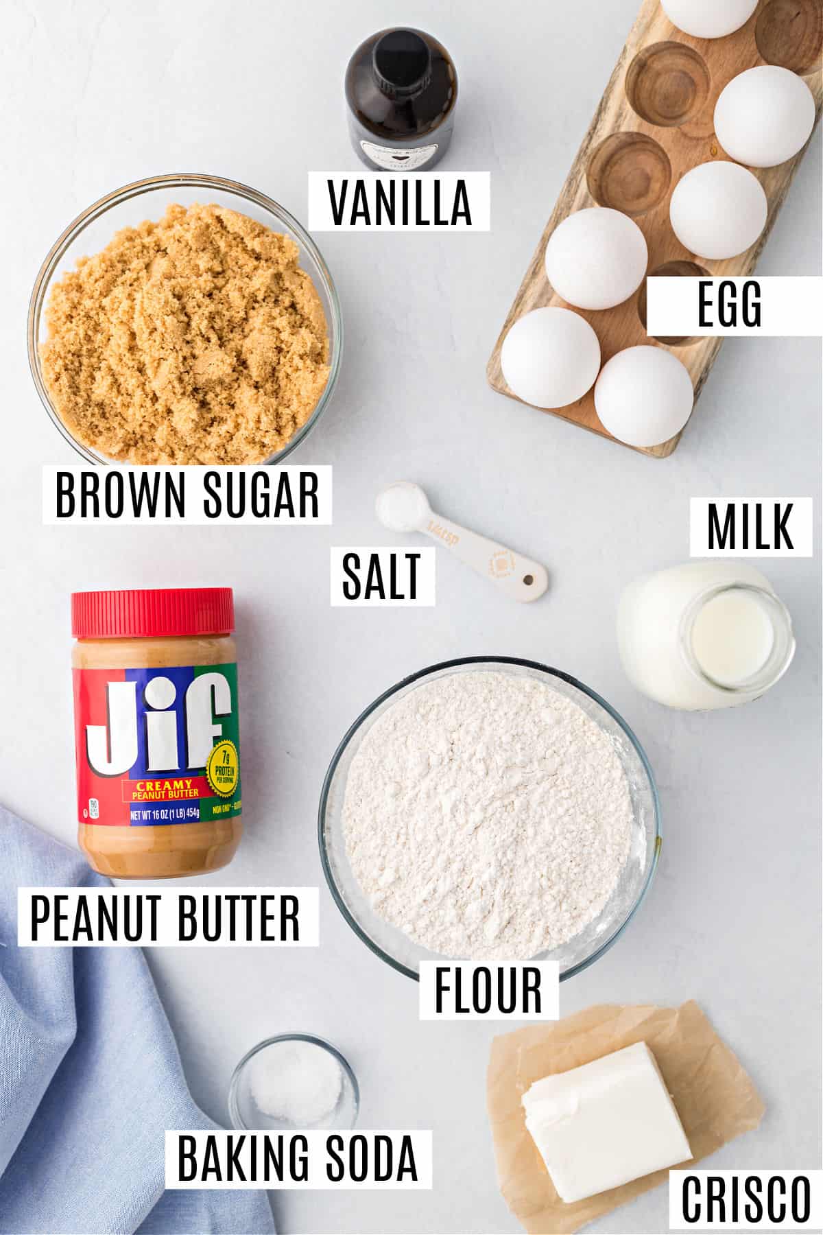 Ingredients needed for Jif Irresistible peanut butter cookie recipe.