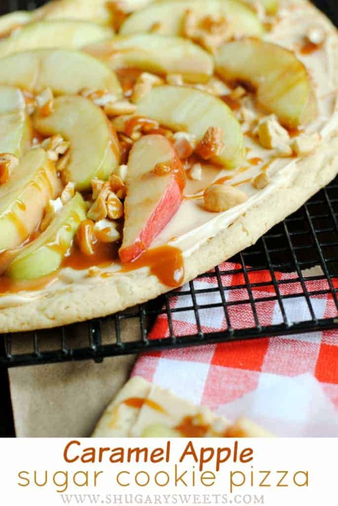 caramel apple sugar cookie pizza