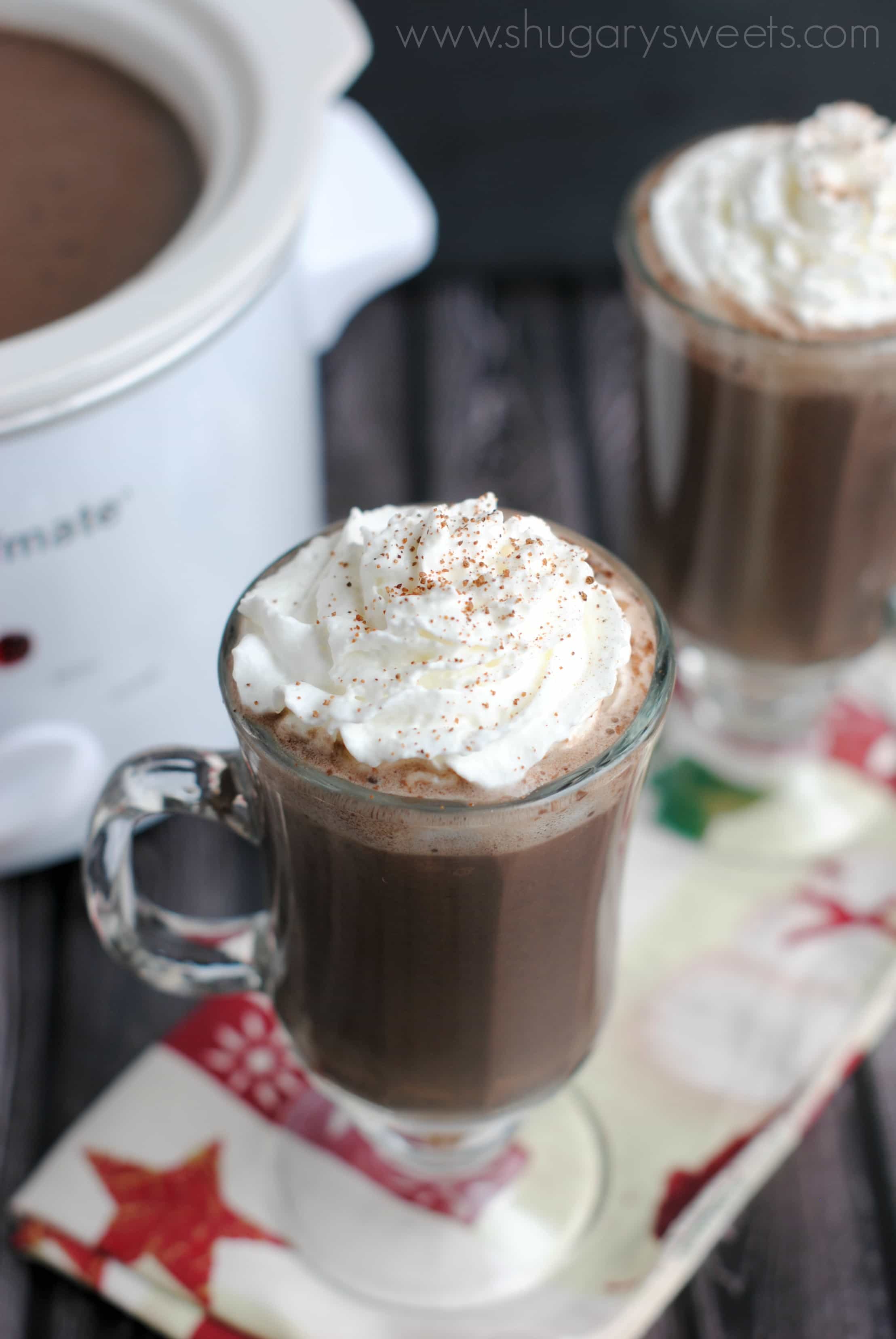Slow Cooker Egg Nog Hot Cocoa Shugary Sweets