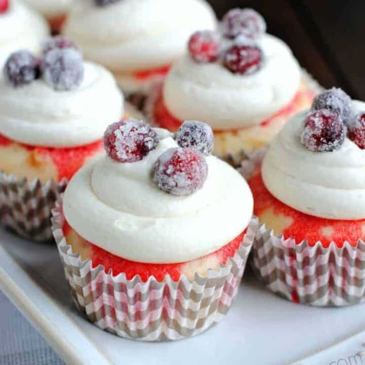 White Chocolate Cranberry Poke Cupcakes: delicious tart cupcakes for a refreshing dessert idea!