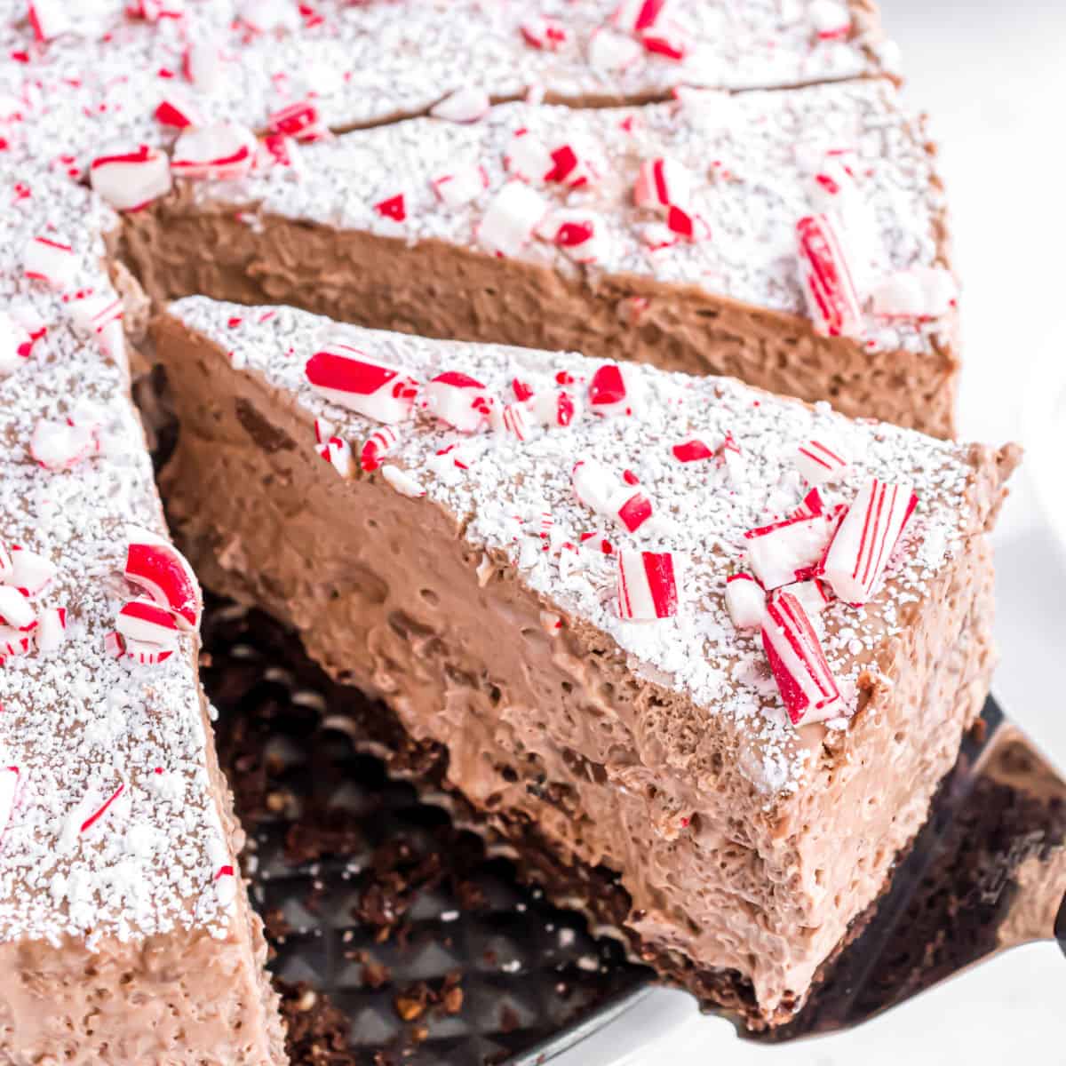 Candy Cane Chocolate Cups filled with Peppermint Mousse