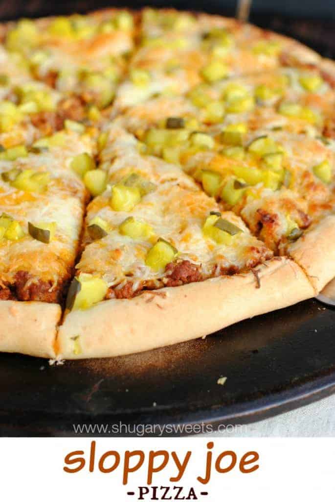 Sloppy Joe Pickles and Cheese Pizza: transform your pizza night with this DELICIOUS pizza recipe. Even my pickiest eaters LOVED it. #BecomeABetterBaker