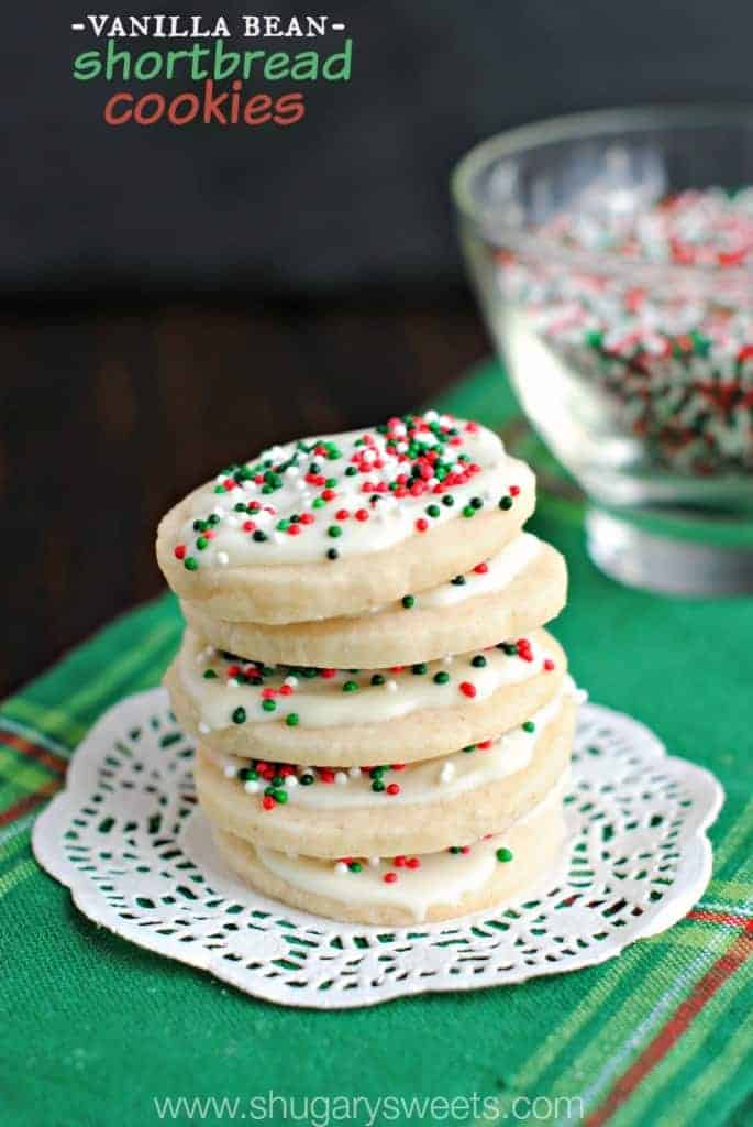 Vanilla Bean Shortbread Cookies: classy holiday cookies decked out for Christmas!