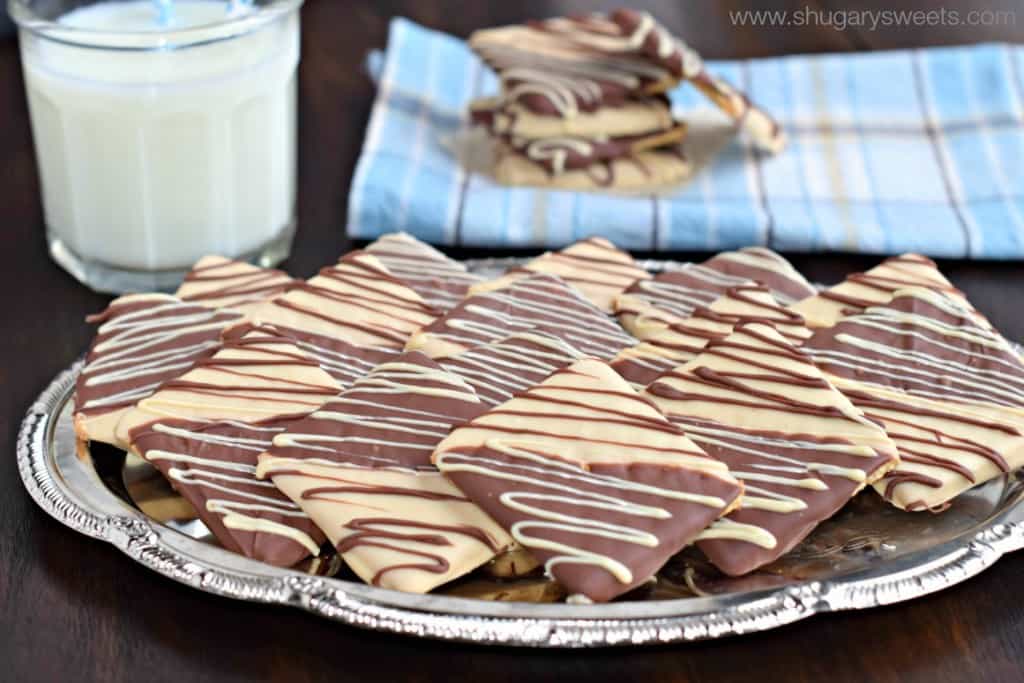 Chocolate Peanut Butter covered Graham Crackers. Such a delicious snack/treat any time of year!
