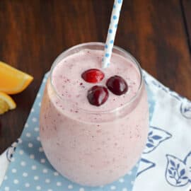 Start your day off right with a healthy Cranberry Orange Smoothie! This easy smoothie recipe is full of fresh zesty flavor. Add in some protein powder for a great post workout treat!