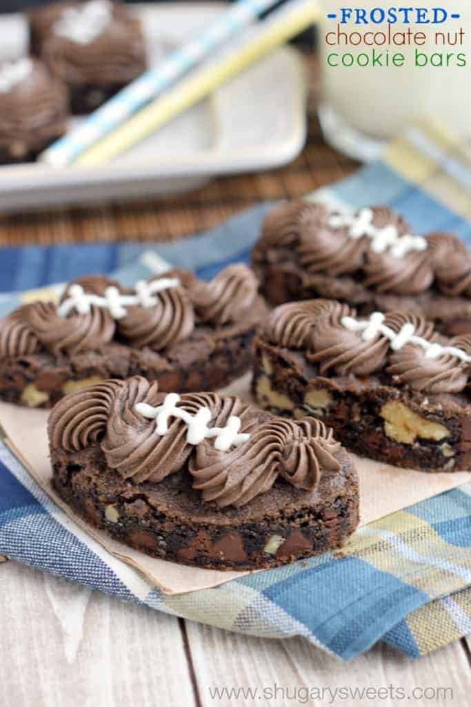 Frosted Chocolate Nut Cookie Bars perfect for your Superbowl Party!! #thinkfisher