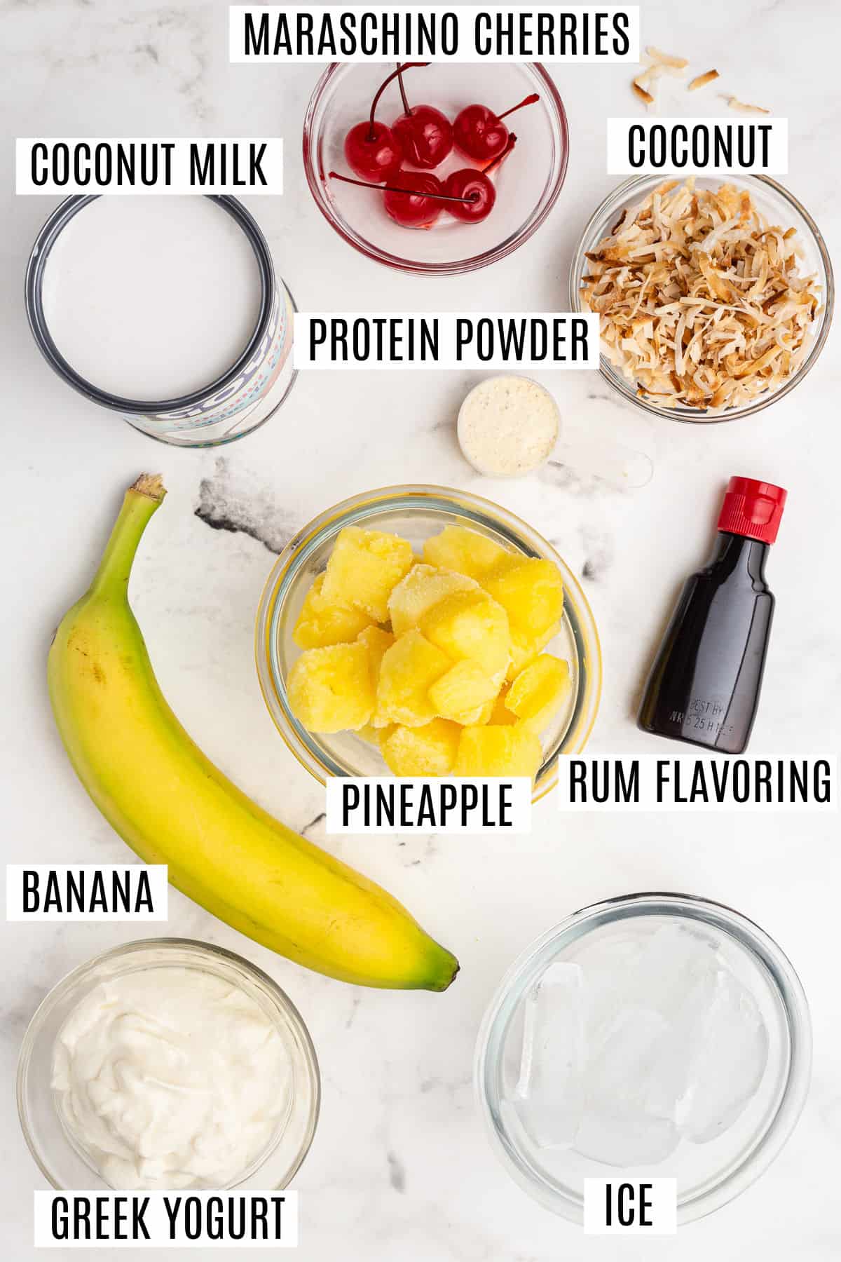 Ingredients needed for pineapple smoothie.