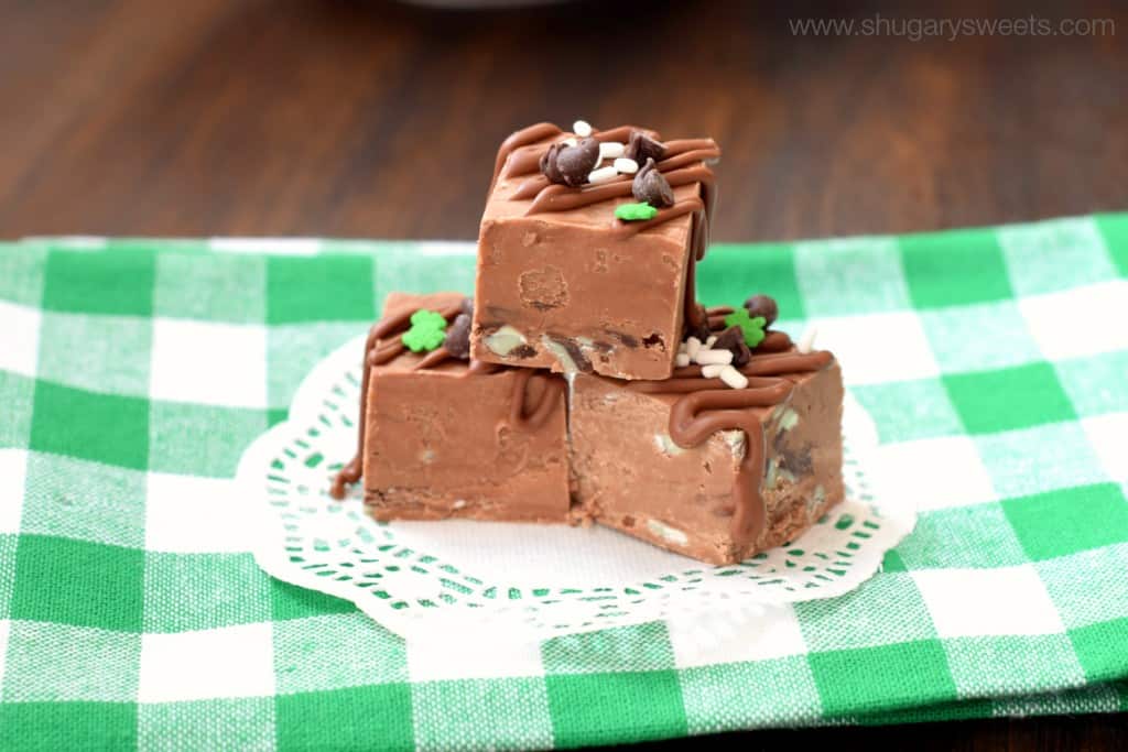 Chocolate Andes Mint Fudge is an easy, delicious, no candy thermometer needed, recipe! 