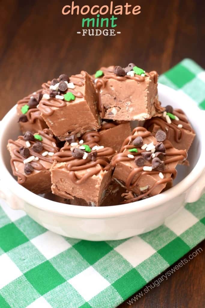 Chocolate Andes Mint Fudge is an easy, delicious, no candy thermometer needed, recipe! 