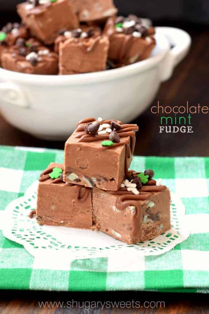 Chocolate Andes Mint Fudge is an easy, delicious, no candy thermometer needed, recipe! 