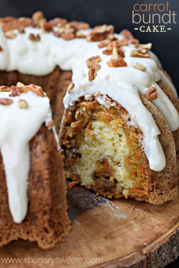 Carrot Bundt Cake with Cheesecake Filling and Cream Cheese Frosting