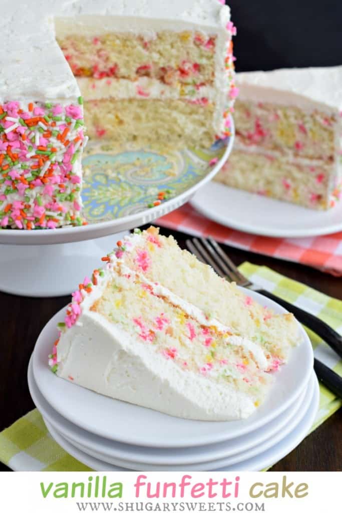 Funfetti Cake Recipe Delicious, from scratch, Vanilla Funfetti Cake! One bite of this moist cake and you'll be convinced it's the best!