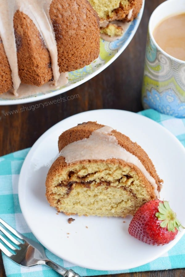 This Cinnamon Swirl Bundt cake recipe would make a delicious breakfast or dessert! The cinnamon glaze is just the "icing on the cake!"