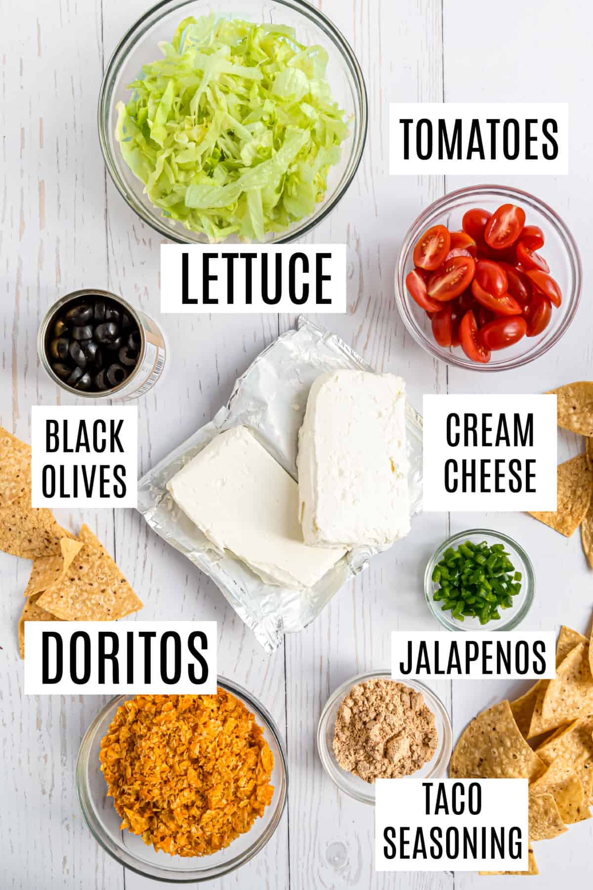 Ingredients needed to make taco cheeseball.