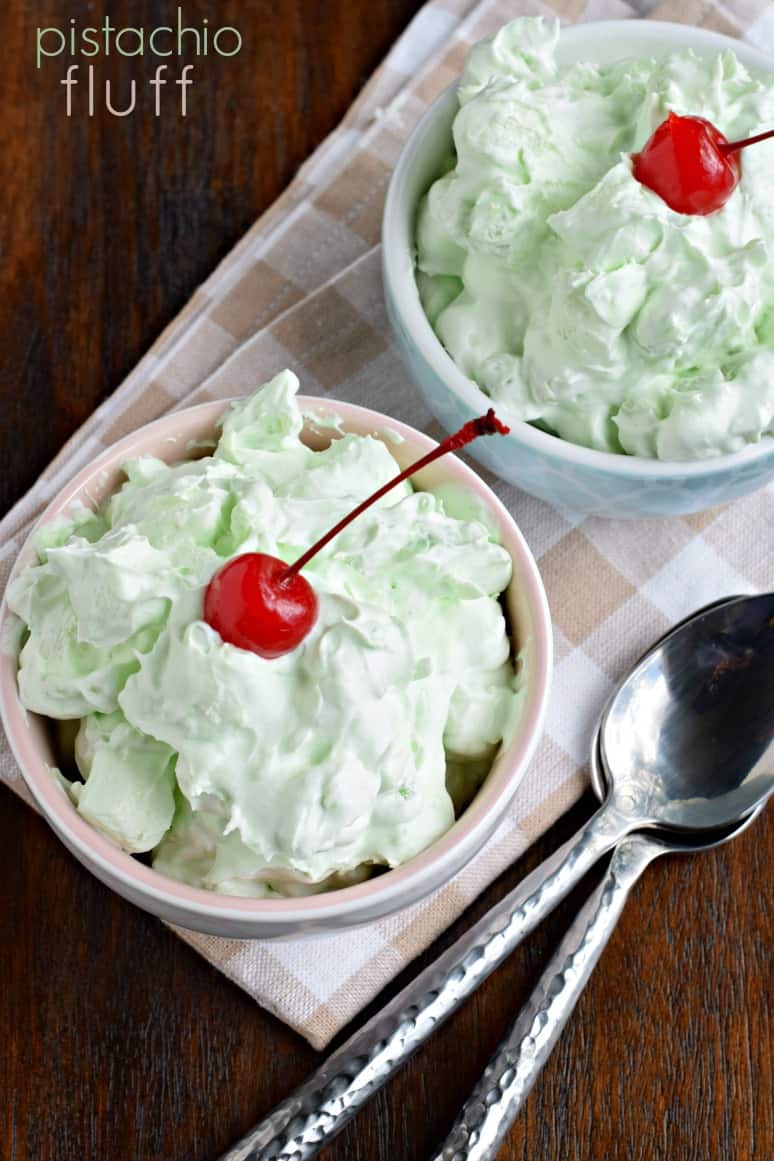 Easy, four ingredient, Pistachio Fluff Salad. Perfect for potlucks and bbq's!