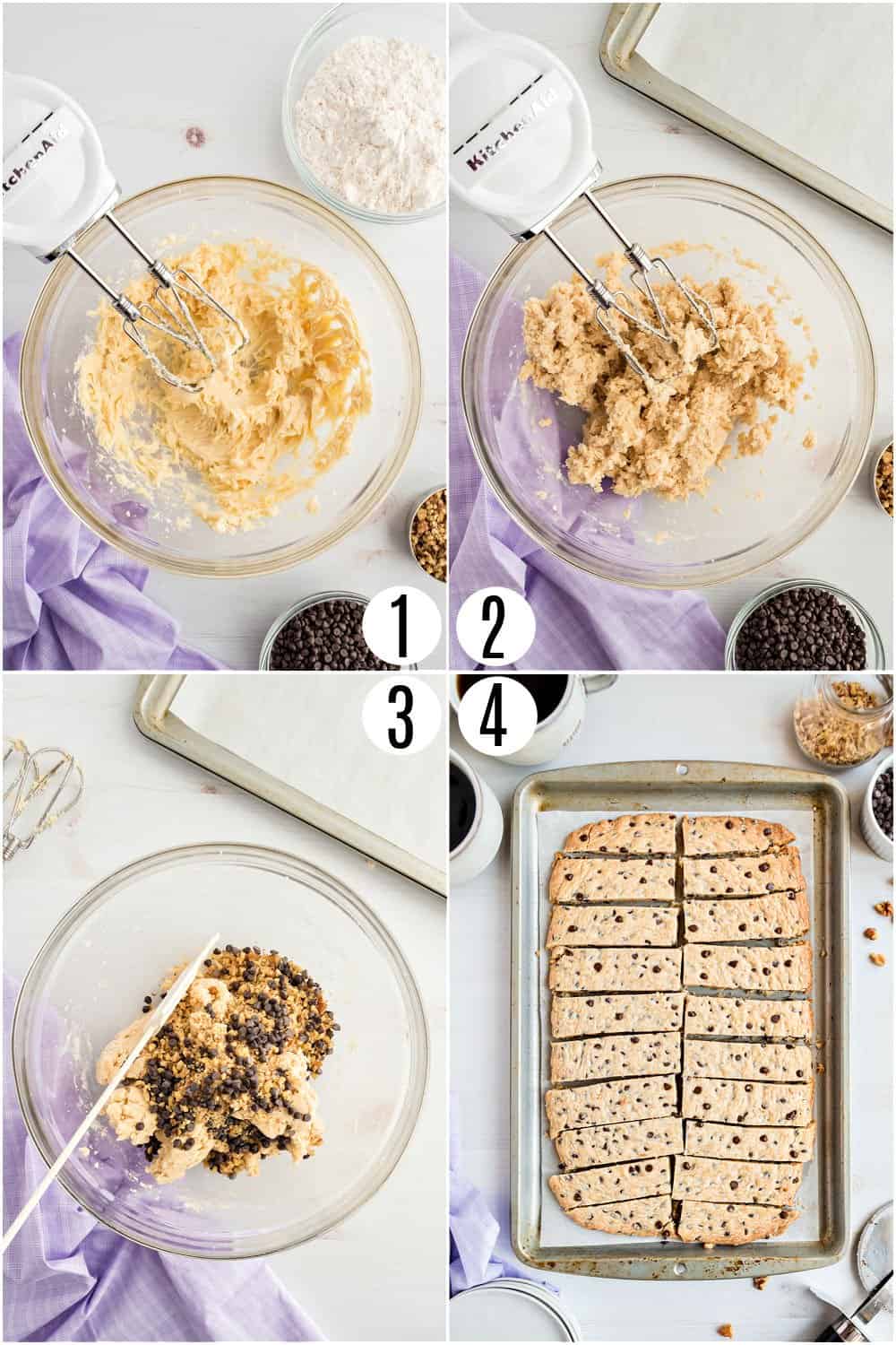 Step by step photos showing how to make shortbread cookie sticks.