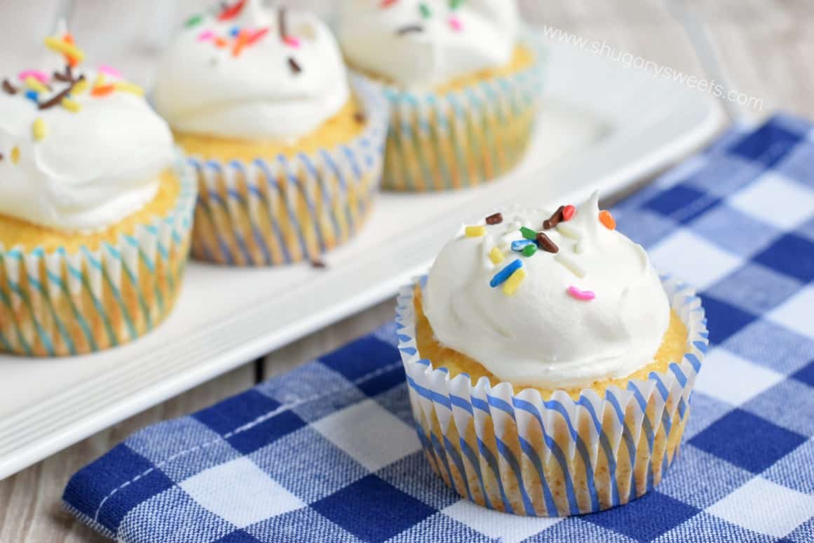 These 3 ingredient, Skinny Pineapple Cupcakes are the easiest, most perfect dessert! One guilt free bite and you'll know why this recipe is so popular!