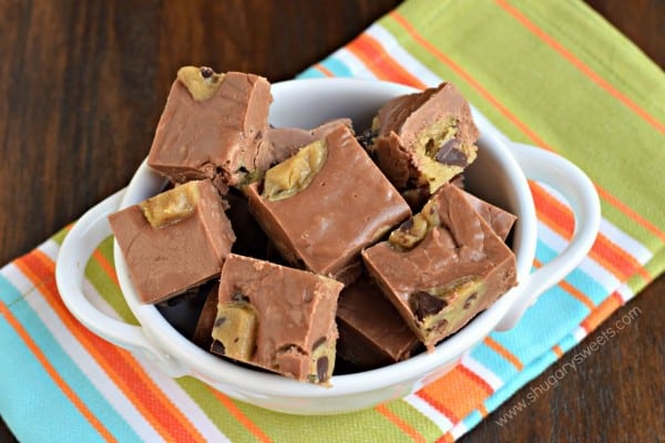 This Chocolate Cookie Dough Fudge is easy to make thanks to a roll of refrigerated cookie dough. One bite of perfection coming right up!