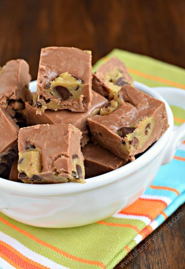 This Chocolate Cookie Dough Fudge is easy to make thanks to a roll of refrigerated cookie dough. One bite of perfection coming right up!