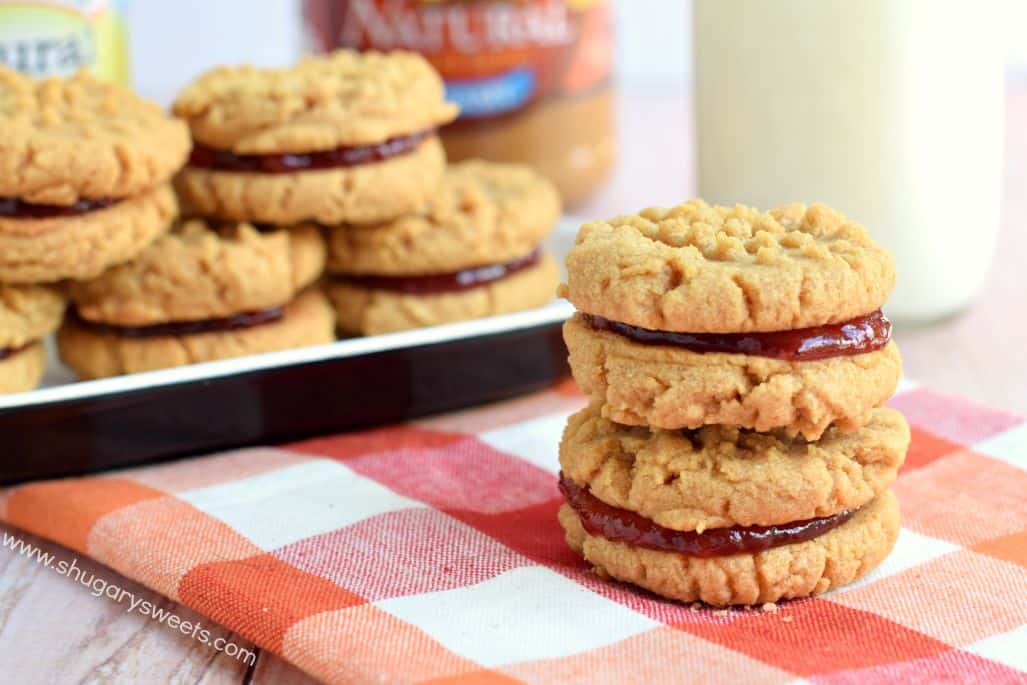 Peanut Butter and Jelly Sandwich Cookies Shugary Sweets