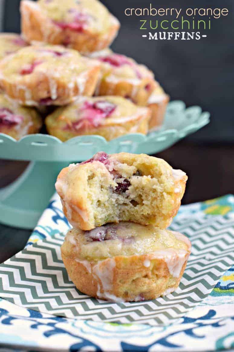 Two cranberry muffins stacked on each other.